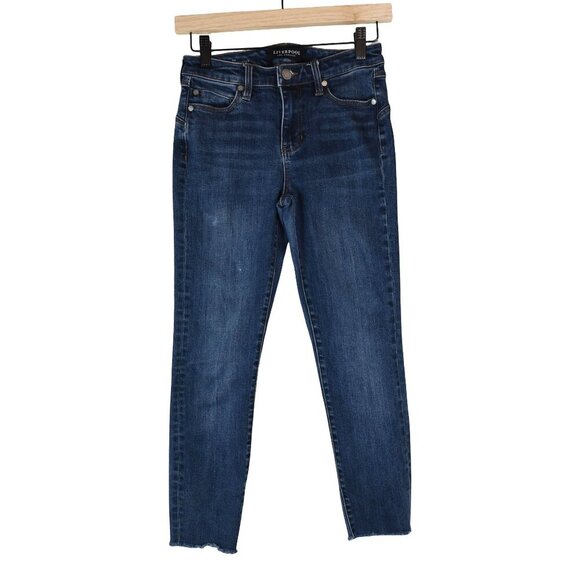 Liverpool Los Angeles || The Hugger Skinny Raw Hem Jeans Size 2 / 24 Blue - Picture 1 of 11
